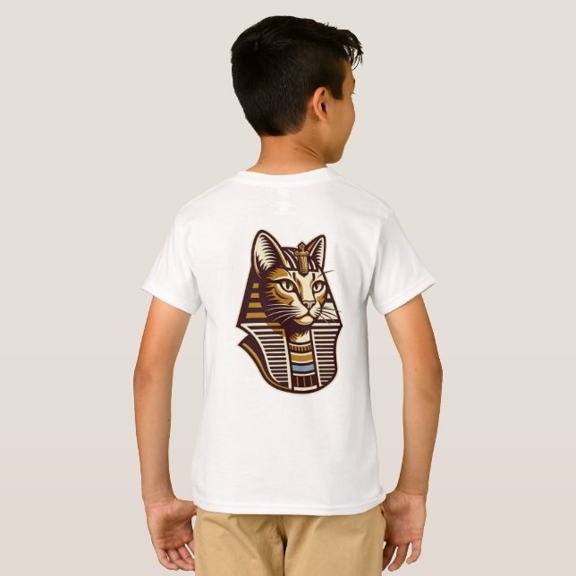 Egyptian Cat Kids T-Shirt – Pharaonic Cat Art  (Hel baksida)