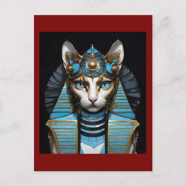 Egyptian cat pharaoh vykort (Framsida)