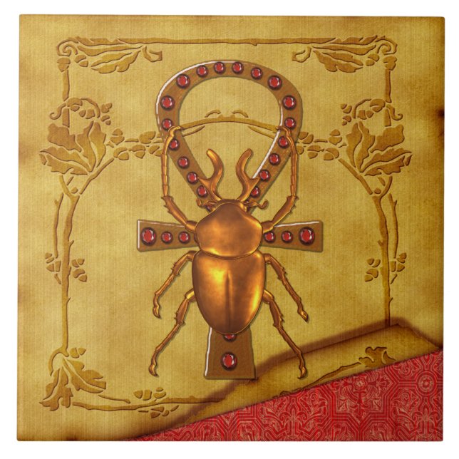 Egyptian Elegance Optical Folk Art Kakelplatta (Framsidan)