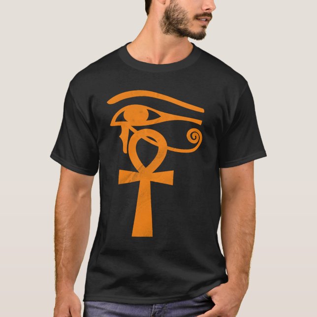 Egyptian Eye Of Horus Ankh Egypt Archaeologist T Shirt (Framsida)