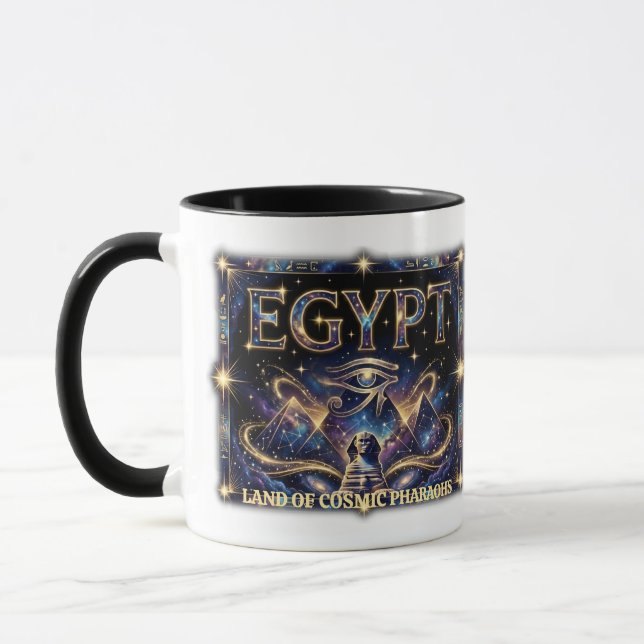 Egyptian Eye of Horus Cosmic Pyramid Art Mugg (Vänster)