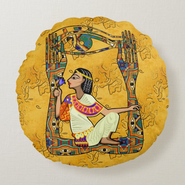 Egyptian Fusion Rund Kudde (Framsidan)