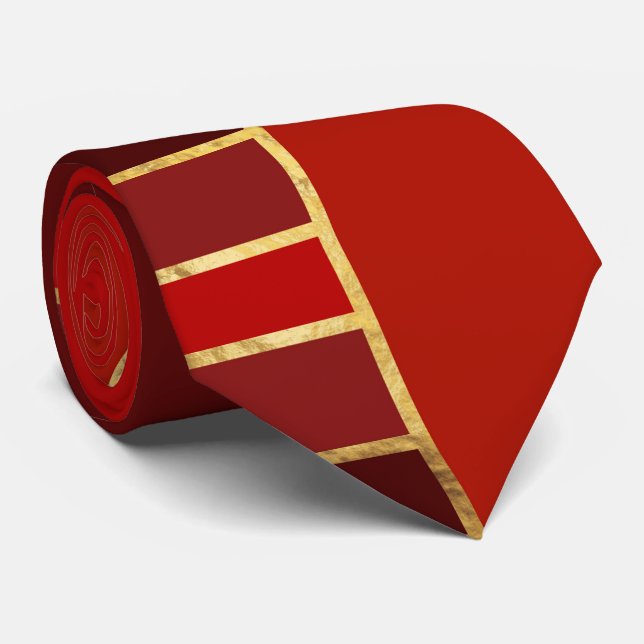 Egyptian Geometric Art Deco Red och Guld Slips (Rullad)