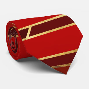 Egyptian Geometric Art Deco Red och Guld Slips