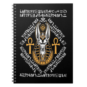 Egyptian God Anubis Ankh Egypten Hieroglyph Anteckningsbok