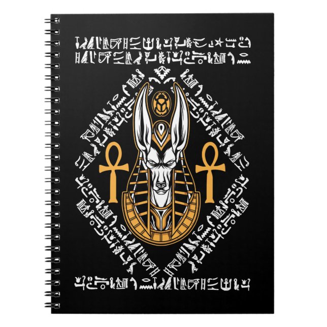 Egyptian God Anubis Ankh Egypten Hieroglyph Anteckningsbok (Framsidan)