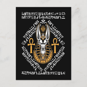 Egyptian God Anubis Ankh Egypten Hieroglyph Vykort