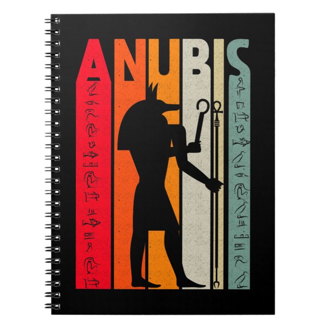 Egyptian God Anubis Retro Egypten Hieroglyph Anteckningsbok (Framsidan)
