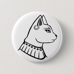 Egyptian Goddess - Bastet black and white badge Knapp