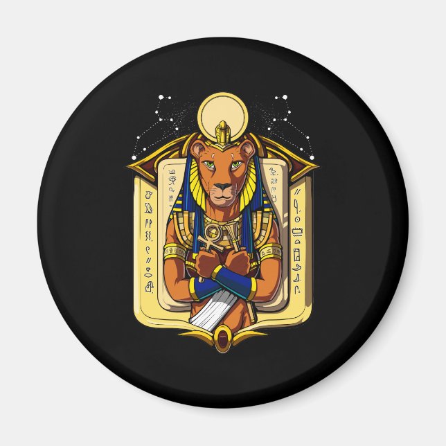 Egyptian Goddess Lioness Sekhmet Gud Bastet Magnet (Framsidan)