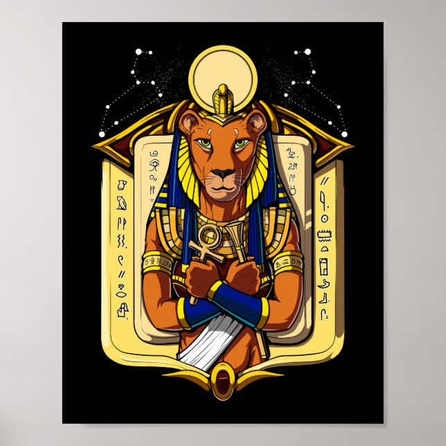 Egyptian Goddess Lioness Sekhmet Gud Bastet Poster (Framsidan)