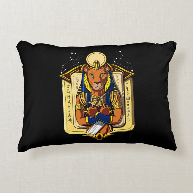 Egyptian Goddess Lioness Sekhmet Gud Bastet Prydnadskudde (Framsidan)