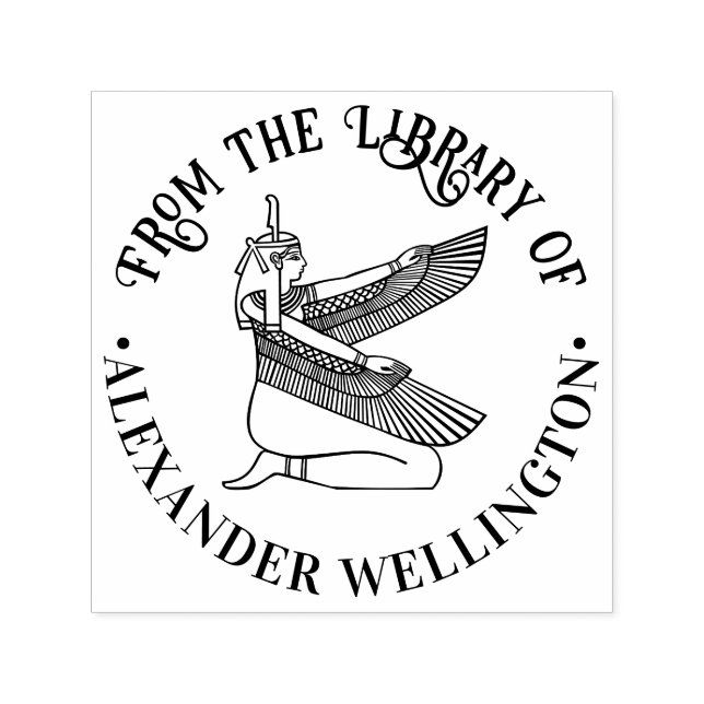 Egyptian Goddess Maat Line Art Bibliotek Bok Namn Självfärgande Stämpel (Design)