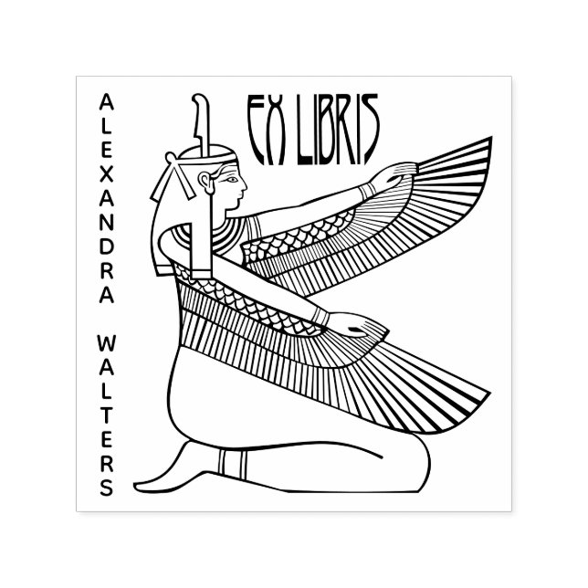 Egyptian Goddess Maat - Nefertari Grav Ex Libris Självfärgande Stämpel (Design)