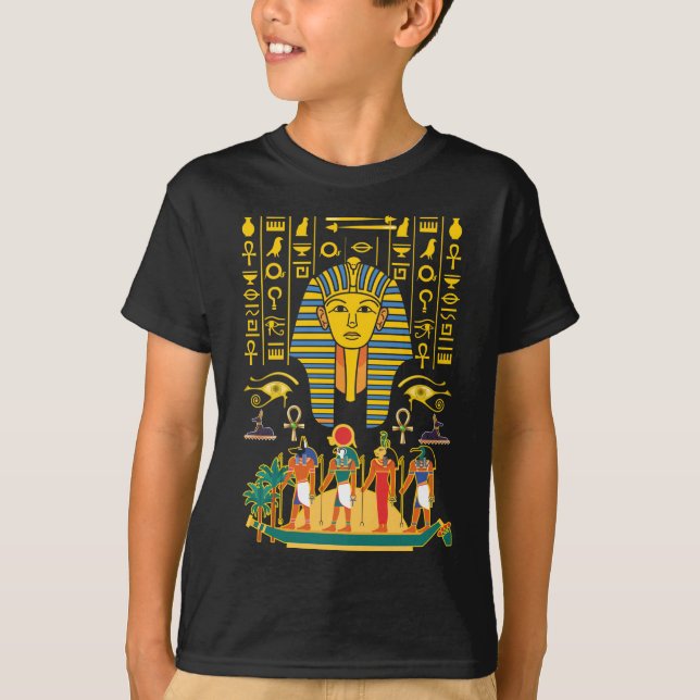 Egyptian Gods Egypten Pharaoh Gudom Anubis Horus T Shirt (Framsida)