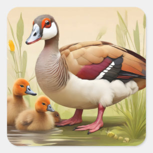 Egyptian Goose med anklings Fyrkantigt Klistermärke