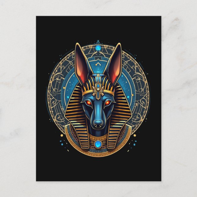 Egyptian Gud Anubis Ancient Egypten Mythology Helg Vykort (Framsida)