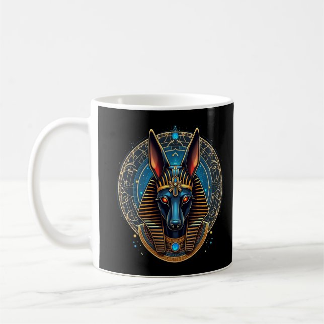 Egyptian Gud Anubis Ancient Egypten Mythology Kaffemugg (Vänster)
