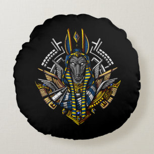 Egyptian Gud Anubis Ancient Varg Pharaoh Rund Kudde