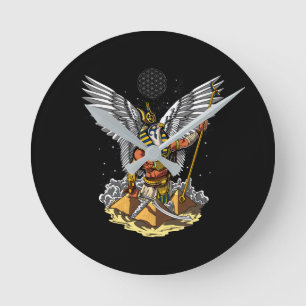 Egyptian Gud Horus Ancient Pyramids Ankh Mythology Rund Klocka