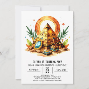 Egyptian Guld Boho Pyramids Birthday Inbjudningar