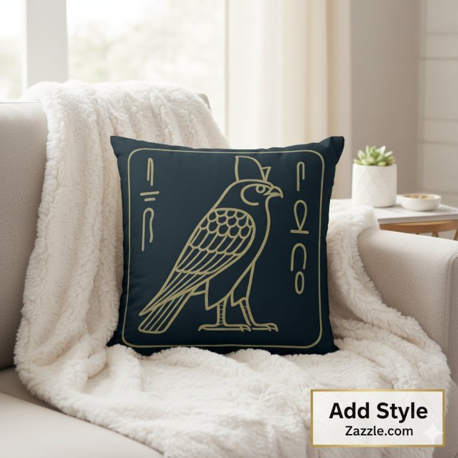 Egyptian Horus Falcon Ancient Hieroglyph Decor Kudde (Skapare uppladdad)