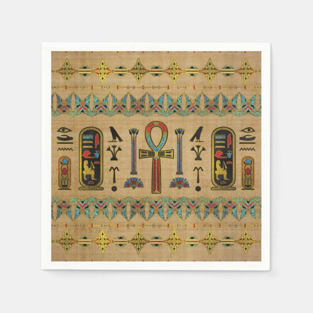 Egyptian Kor - Ankh Ornament på papyrus Pappersservett (Framsidan)