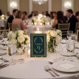 Egyptian Laurel & Guld Gräns - Editable Bordsnummer