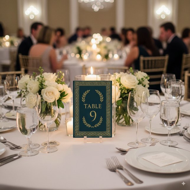 Egyptian Laurel & Guld Gräns - Editable Bordsnummer (Skapare uppladdad)