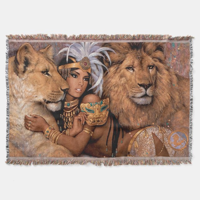 Egyptian Lejon Goddess Throw Blanket Filt (Framsidan)