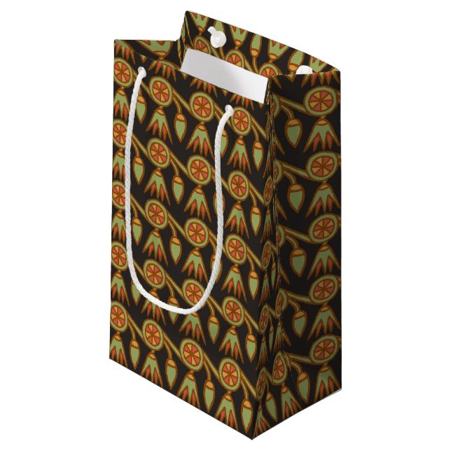 Egyptian Lotus Flower Mönster Black Small Gift Bag (Framsidan Vinklad)