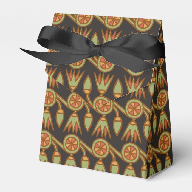 Egyptian Lotus Flower Mönster Black Tält Favor Box Presentaskar (Framsidan Sidan)