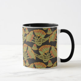 Egyptian Lotus och Papyrus på Black Coffee Mugg