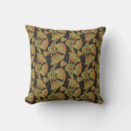 Egyptian Lotus, Papyrus Ethnic Mönster på Black Kudde