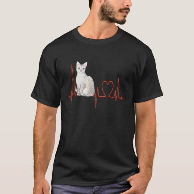 Egyptian Ma My Heartbeat EKG Cat Mom Cat Dad Cat T Shirt (Framsida)