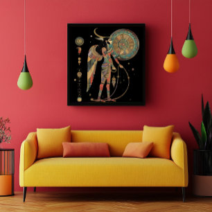 Egyptian Måne gud Khonsu Mörk Rainbow on Black Poster