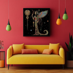 Egyptian Måne gud Khonsu Rainbow Black Abstrakt Poster
