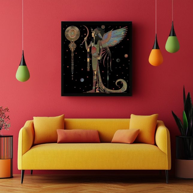 Egyptian Måne gud Khonsu Rainbow Black Abstrakt Poster (Skapare uppladdad)