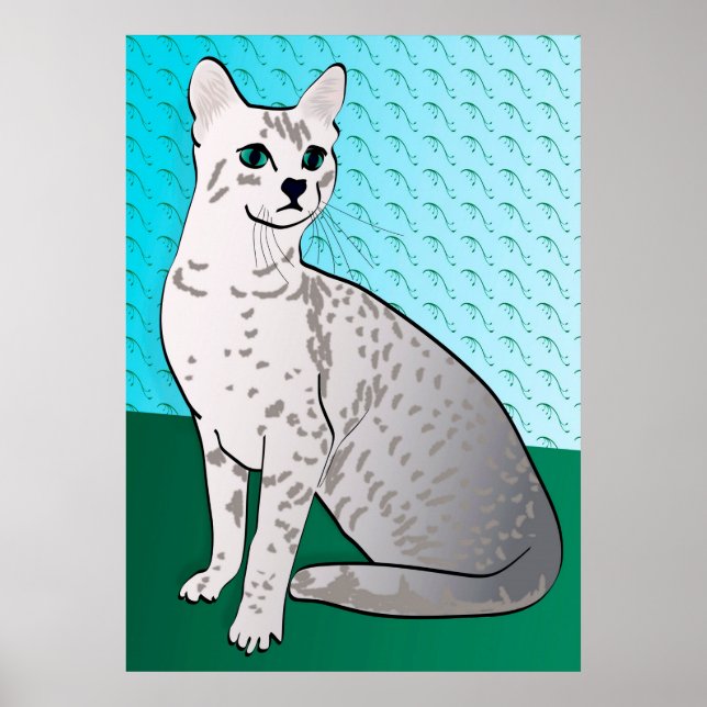 Egyptian Mau Cat - akvatisk bakgrund Poster (Framsidan)