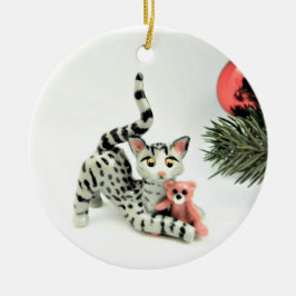 Egyptian Mau Cat Grått Ceramic Ornament