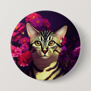 Egyptian Mau Cat i en nattblooming Garden Knapp