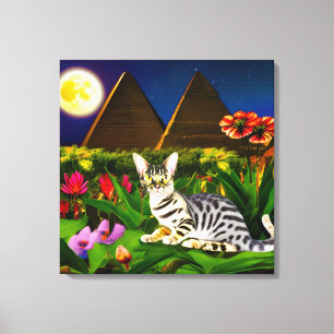 Egyptian Mau Cat i Midnight Garden Canvastryck