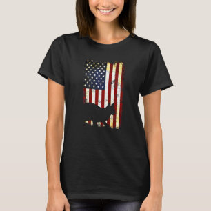 Egyptian Mau Silhouette American Flagga 4:e juli T Shirt