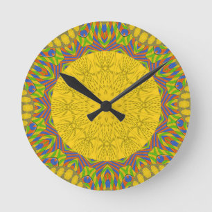 Egyptian Mönster Art Print Rund Klocka