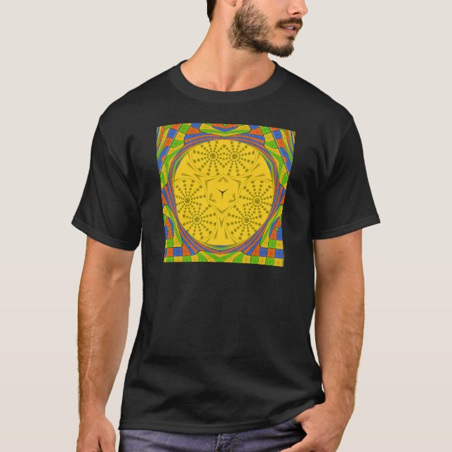 Egyptian Motif Art Print Checkated Ram Design Tee Shirt (Framsida)