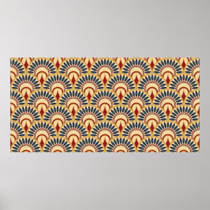 Egyptian Motif Fish Scales Seamless Mönster Poster