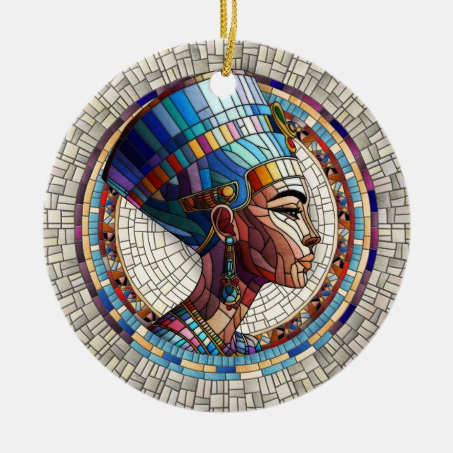 Egyptian Nefertiti - Mosaic Art Julgransprydnad Keramik (Framsidan)