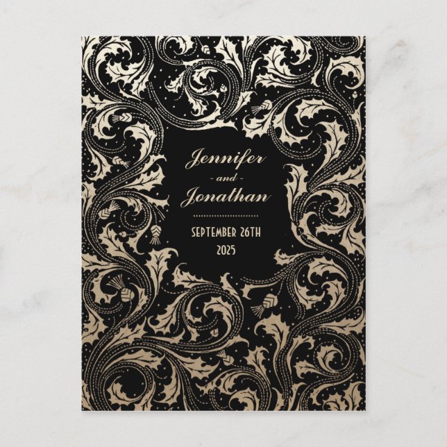 Egyptian Nouveau Bröllop spara datum Postcards Meddelande Vykort (Framsida)