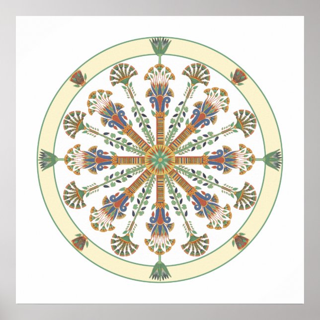 Egyptian Nouveau Lotus Mandala Poster (Framsidan)