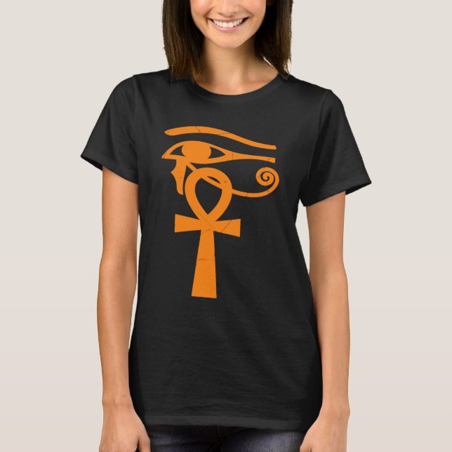 Egyptian Öga av Horus Ankh Egypten Archeolog T Shirt (Framsida)